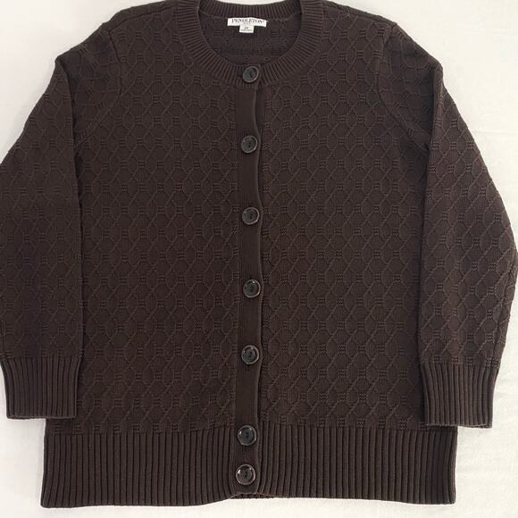 Pendleton Brown Cable Knit Cardigan Sweater Sz XXL - Picture 7 of 9